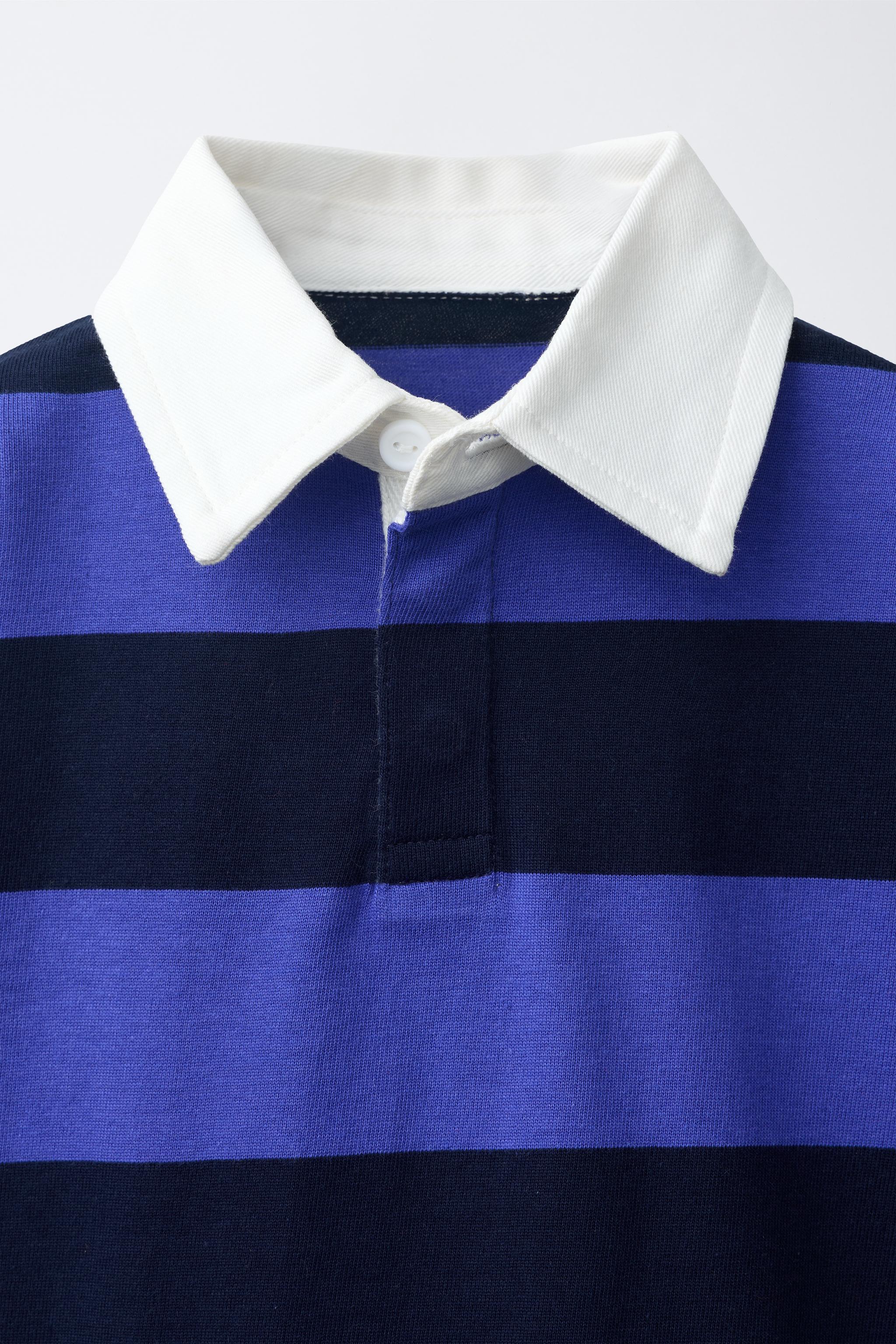 STRIPED CONTRAST COLLAR POLO SHIRT